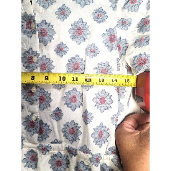 Loft Floral Button-Down Midi Sunday Dress With Puff Sleeves & Tie Detail SZ 0p - Picture 6 of 10